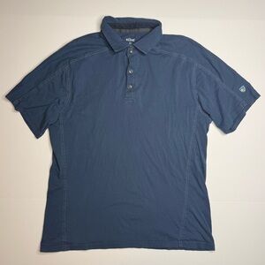 Kuhl Wayfarer Wildfibre Men's XL Blue Organic Cotton Polo Shirt Short Sleeve EUC